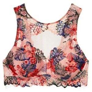 Victoria's Secret PINK Floral Lace High Neck Racerback Bralette - S-DD